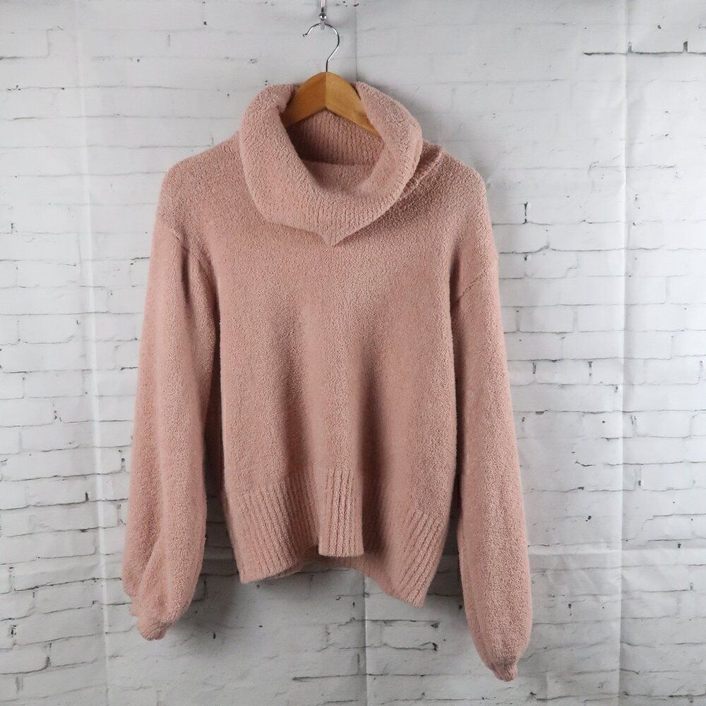 KAISLEY PINK LONG SLEEVE COWL NECK CROP SWEATER SIZE MEDIUM